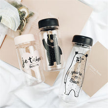 Transparent Bear Print Bottle